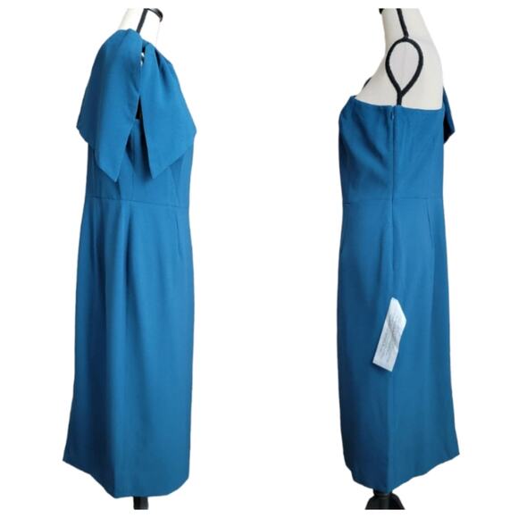 Dress the Population Tiffany One-Shoulder Midi Dress in Peacock Blue  XXL - Picture 2 of 16